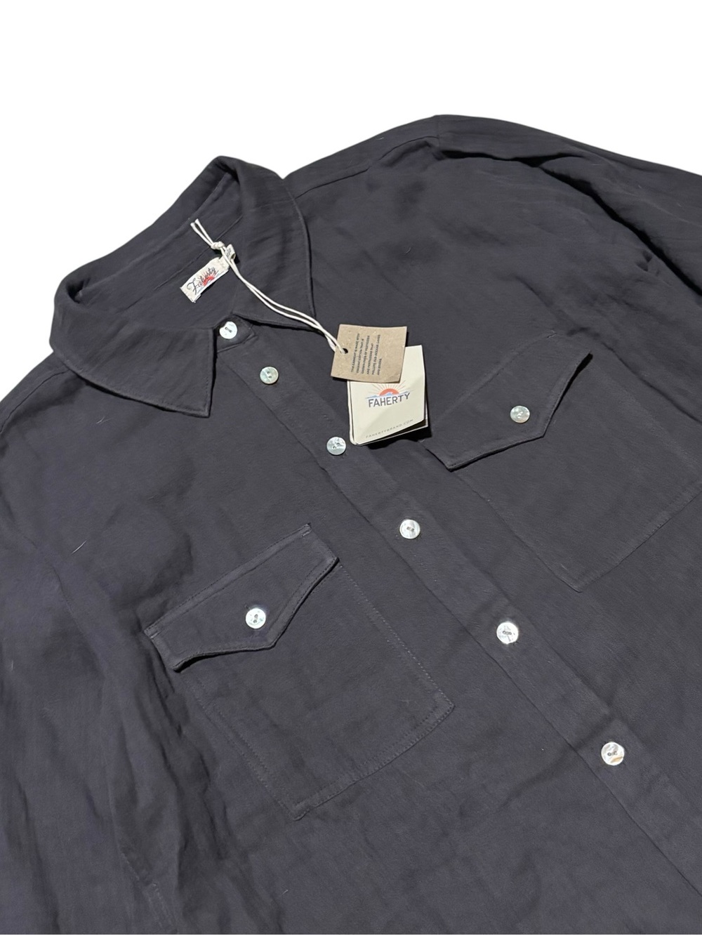 NWT Faherty Indio Cotton Gauze Button Up Shirt Women’s Size M In Washed Black - Picture 4 of 8
